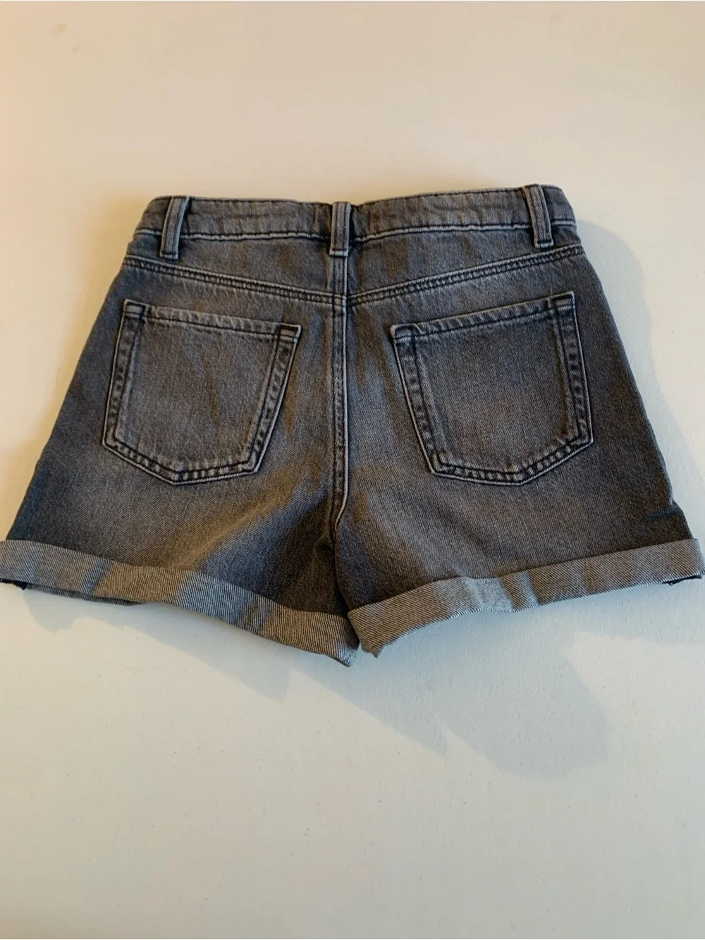SO Women's High-Rise Gray Denim Shorts with Stud Detail